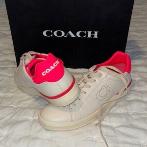 Coach Cream And Neon Pink Casual Sneakers